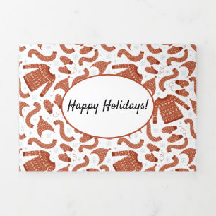 Cartão De Festividades Com Dobra Tripla Suéter de Natal Feio Brancos