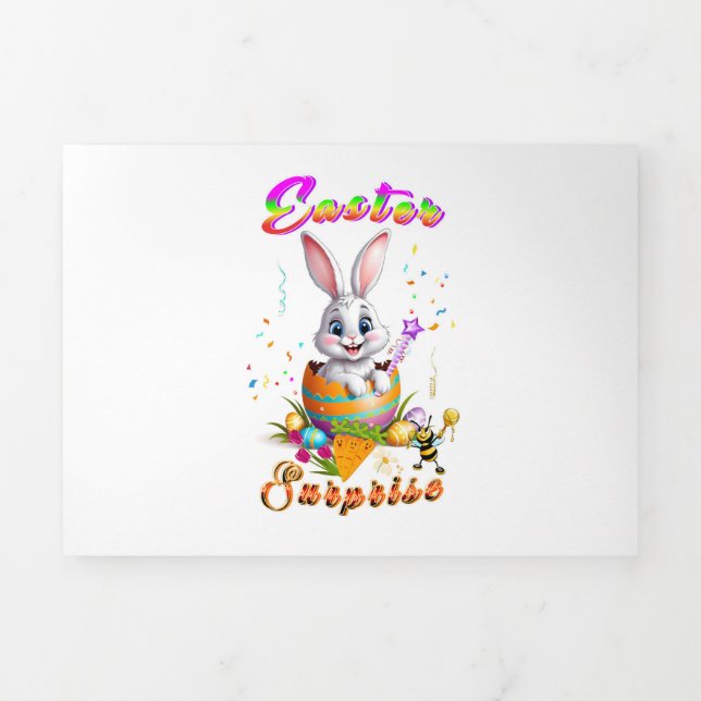 Cartão De Festividades Com Dobra Tripla Surpresa de Páscoa (Cobrir)