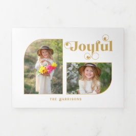 Cartão De Festividades Com Dobra Tripla Tipografia Joyful Moderna - Meia Arca - Foto