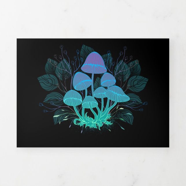 Cartão De Festividades Com Dobra Tripla Toadstools em arbustos (Cobrir)