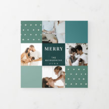 Verde Azul Teal Xadrez 7 Foto Feliz Natal