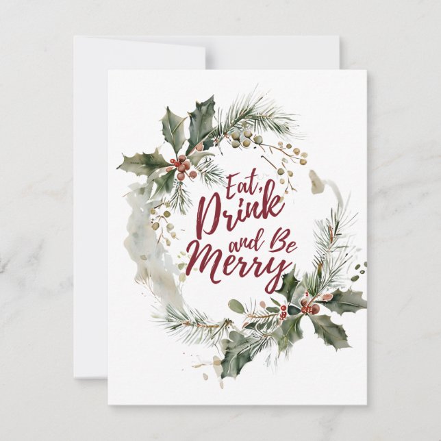 Cartão De Festividades Coma, Beba e Alegre-se  (Frente)