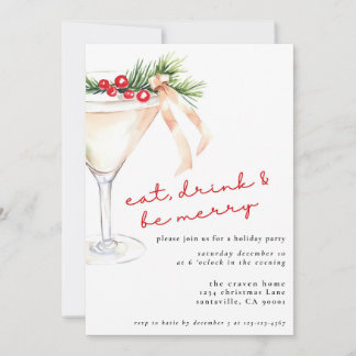 Cartão De Festividades Coma, beba e seja feliz Martini de Natal