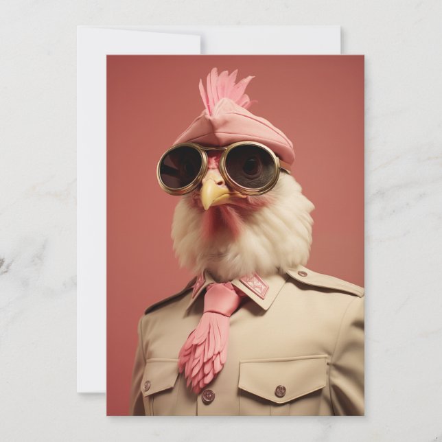 Cartão De Festividades Comandante do frango na moda Páscoa (Frente)