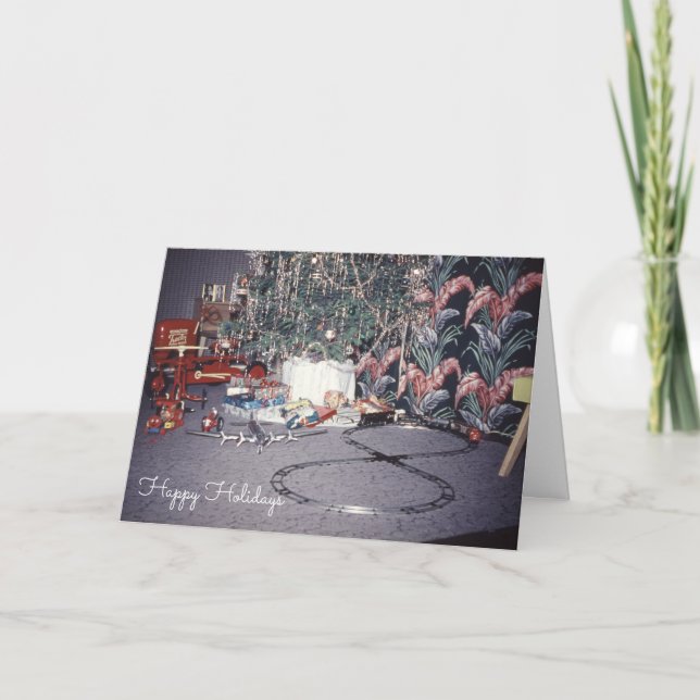 Cartão De Festividades Comboio de Brinquedos Feriados de Natal do século  (Frente)