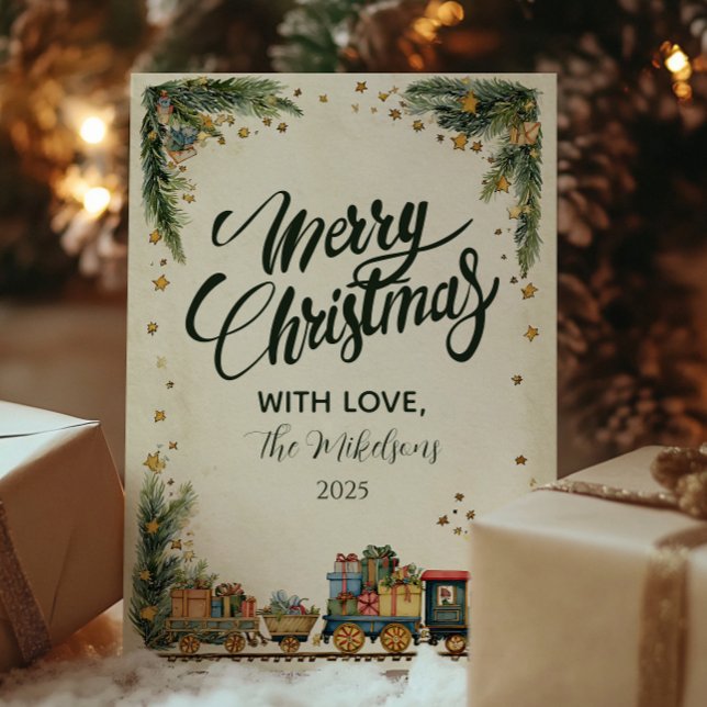 Cartão De Festividades Comboio de Natal e presentes (Criador carregado)