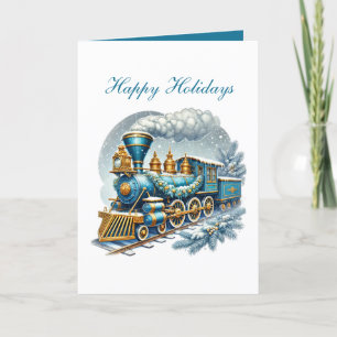 Cartão De Festividades Comboio de Natal festivo personalizável