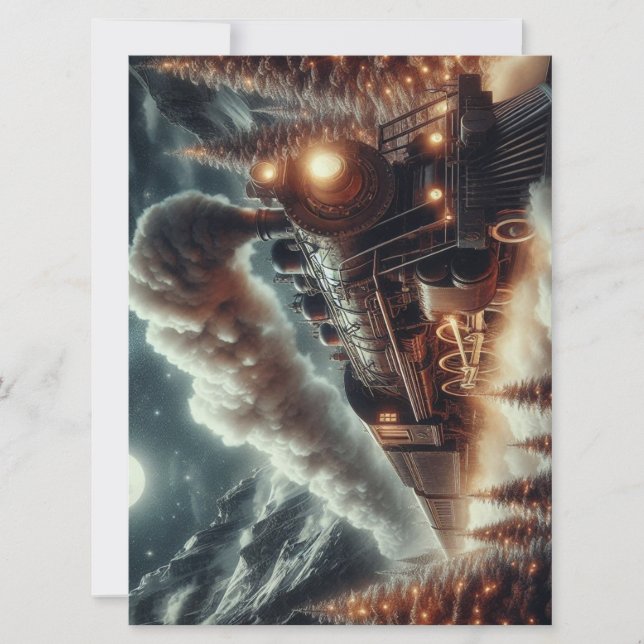 Cartão De Festividades Comboio noturno de inverno/Natal (Frente)