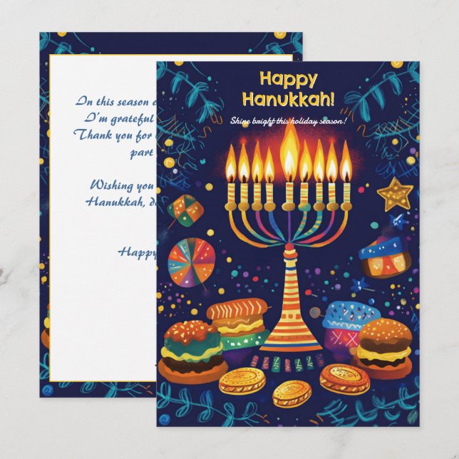 Cartão De Festividades Comemoração do Festival de Luzes de Texto Personal (Frente/Verso)