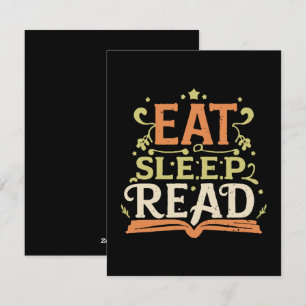 Cartão De Festividades Comer Dormir Ler, Leitura Divertida