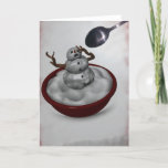 Cartão De Festividades Comer placa Snowman<br><div class="desc">Um aterrorizado boneco de neve prestes a ser comido</div>