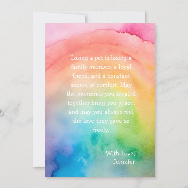 Cartão De Festividades Comfort Remembrance Customizable Pet Sympathy Card (Verso)