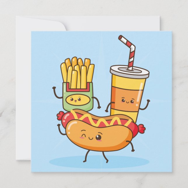 Cartão De Festividades Comida Kawaii (Frente)