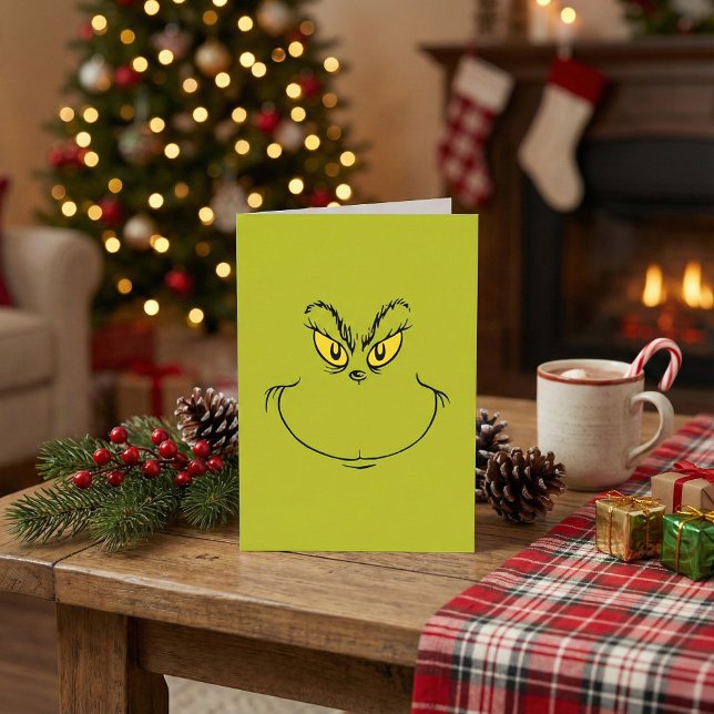 Cartão De Festividades Como o Rosto do Grinch Roubou o Natal (Criador carregado)