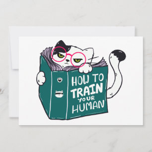 Cartão De Festividades Como Treinar Seu Gato Engraçado Humano com Óculos