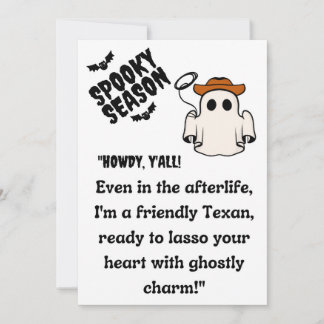 Cartão De Festividades "Como vão vocês! Texas Cowboy Ghost Halloween