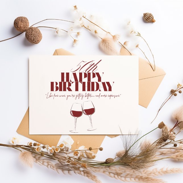 Cartão De Festividades Como vinho ganhando cartaz de aniversário para adu (Criador carregado)