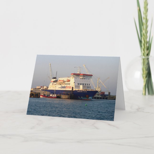 Cartão De Festividades Comodoro Clipper em St Peter Port Guernsey (Frente)