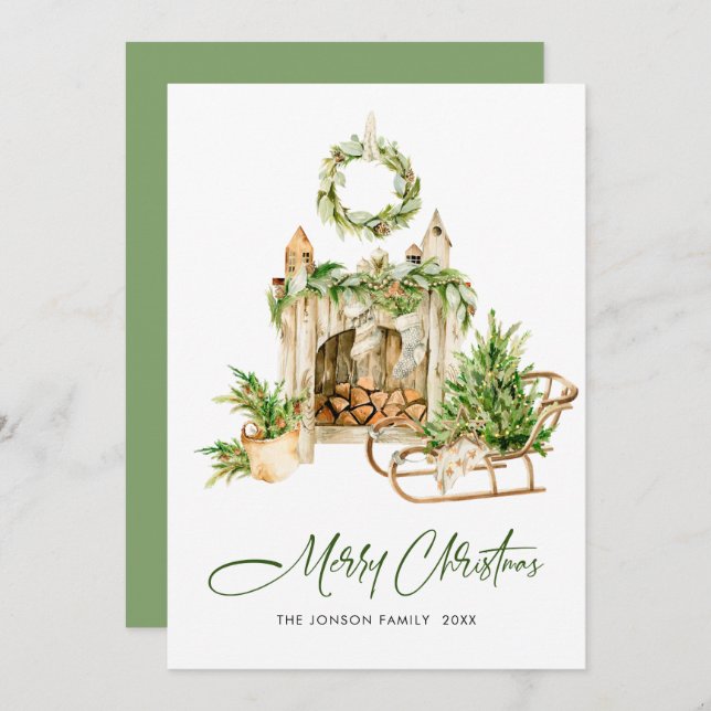 Cartão De Festividades Composição da árvore de Natal Elegante Boêmia (Frente/Verso)