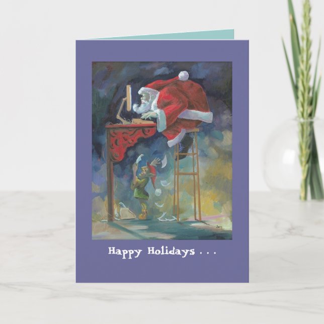 Cartão De Festividades Computer santa christmas card (Frente)