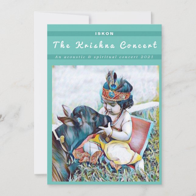 Cartão De Festividades Concerto do Senhor Krishna ISKON (Frente)