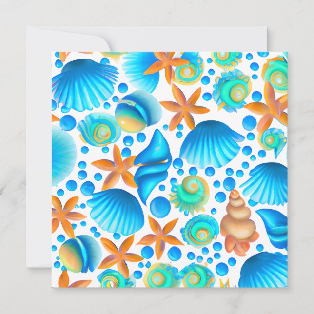 Cartão De Festividades Conchas de concha e estéreis (Frente)