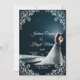 Cartão De Festividades Concurso de casamento Dourado e negro