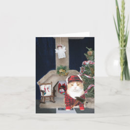 Cartão De Festividades Condo de Gato de Natal Engraçado Personalizável