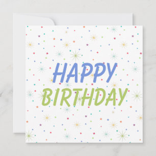 Cartão De Festividades Confetti de Estrelas Coloridas Feliz Aniversário