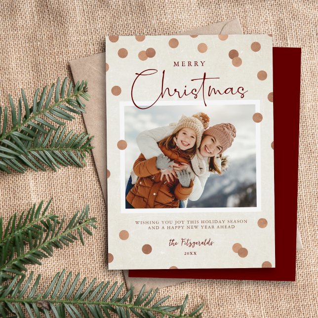Cartão De Festividades Confetti Dots Feliz Natal 2 Foto (Criador carregado)