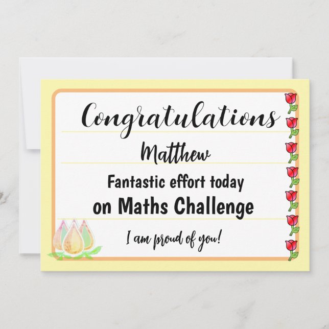 Cartão De Festividades Congratulations Fantastic Effort Today Card (Frente)