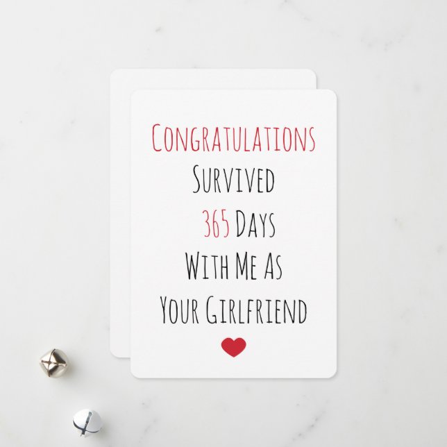 Cartão De Festividades Congratulations Survived 365 Days (Frente/Verso In Situ)