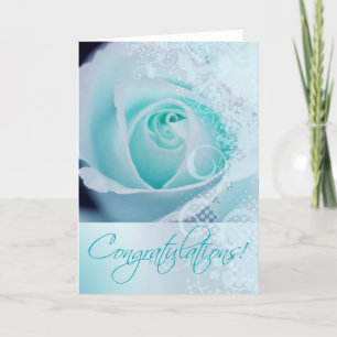 Cartão De Festividades Congratulations Wedding Bridal Lace Rose (aqua)