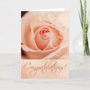 Cartão De Festividades Congratulations Wedding Bridal Lace Rose (peach)