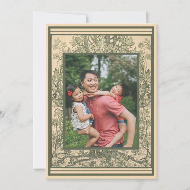 Cartão De Festividades Conjunto de Paisagens Ornamentais Borda Verde Foto (Frente)