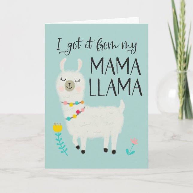 Cartão De Festividades Consegui do meu Dia de as mães Mama Llama (Frente)