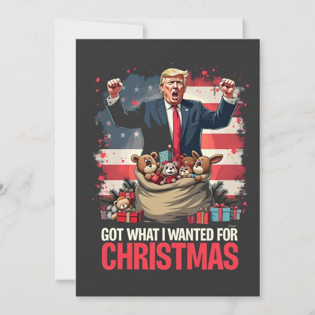 Cartão De Festividades Consegui o que queria no Natal Trump Papai Noel   (Frente)