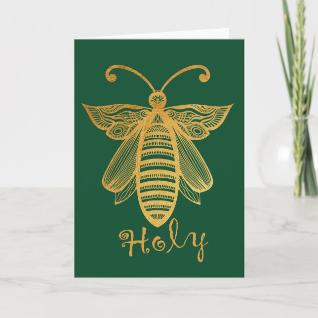 Cartão De Festividades Conservação das abelhas do Natal "BEE HOLY" (Frente)