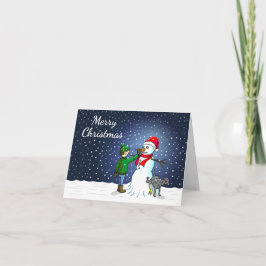 Cartão De Festividades Construção de boneco de neve