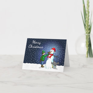 Cartão De Festividades Construção de boneco de neve