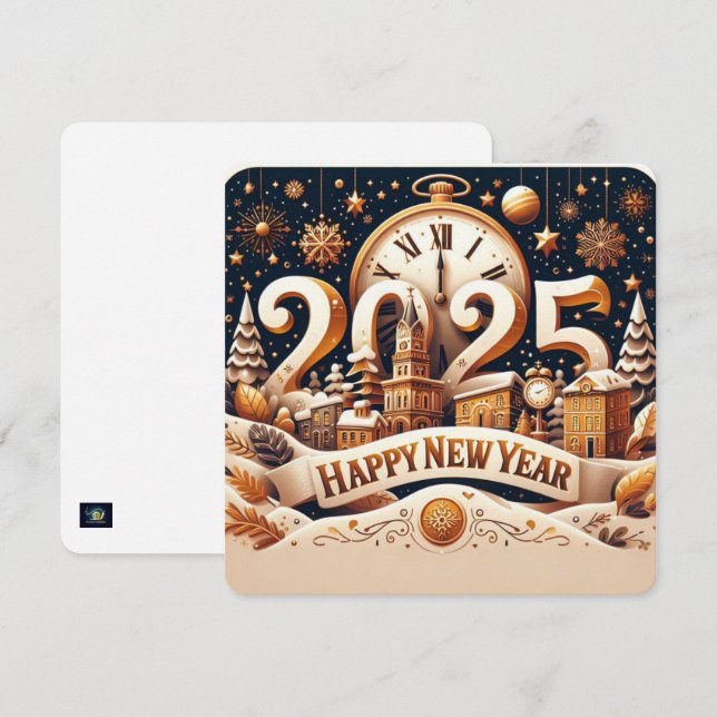 Cartão De Festividades Contagem Cityscape do ouro (Frente/Verso)