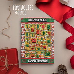 Cartão De Festividades Contagem Regressiva de Natal do Cão Podengo Portug