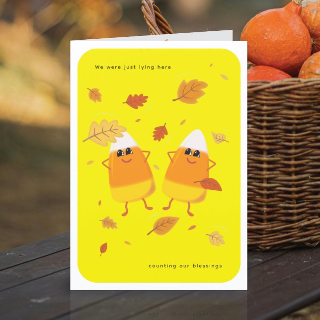Cartão De Festividades Contando Bênçãos | Queda de milho doce amarelo (Criador carregado)
