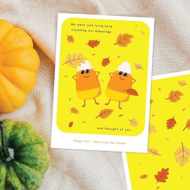 Cartão De Festividades Contando Bênçãos | Queda de milho doce amarelo-cla (Criador carregado)