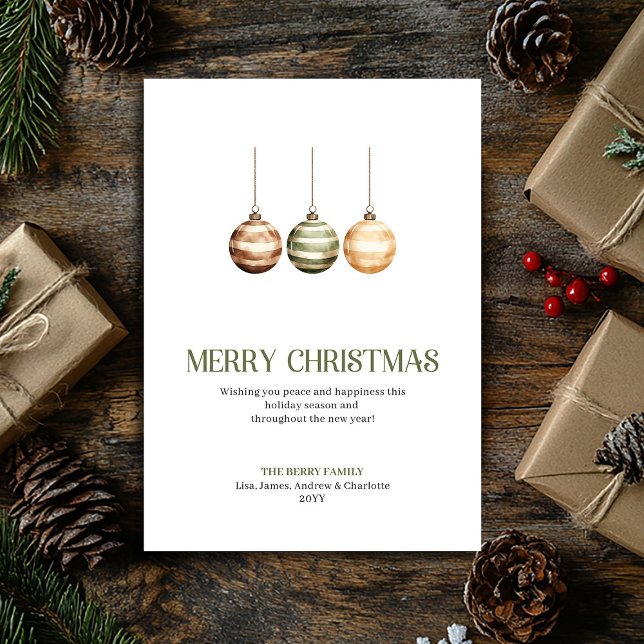 Cartão De Festividades Contemporary Christmas Ornament Earth Tone Holiday (Contemporary Christmas Ornament Earth Tone Holiday Card)