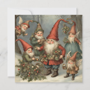 Cartão De Festividades Conto de Fadas Gnomos de Natal na Floresta