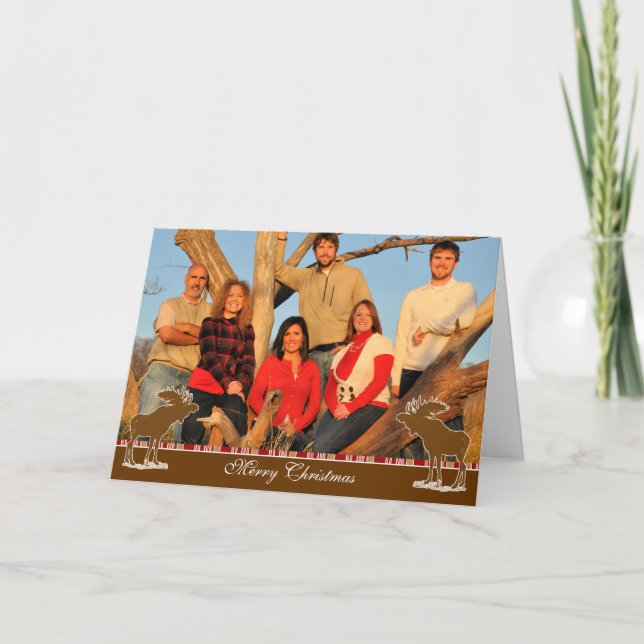 Cartão De Festividades Contorno Branca de Mose Feliz de Natal (Frente)