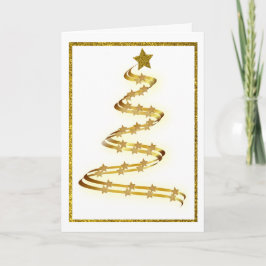 Cartão De Festividades Contorno de Estrelas de Árvore de Natal Dourada ab