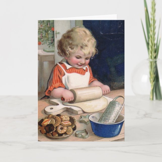 Cartão De Festividades "Cookie Baking" Christmas Card (Frente)