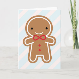 Cartão De Festividades Cookie Cute Kawaii Gingerbread Man